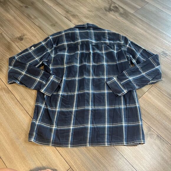Kuhl Blue Flannel Athletic Casual Buttonup Men Large Bin P-64 - Picture 4 of 4